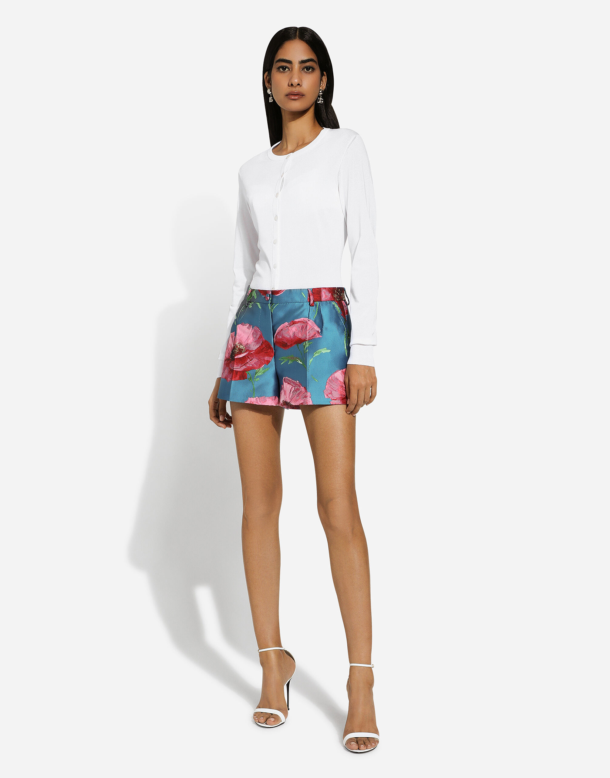 ホワイトのウィメンズ Silk round-neck cardigan | Dolce&Gabbana®