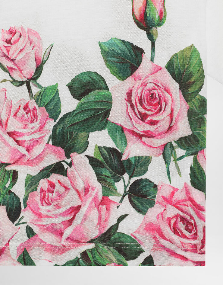 Dolce & Gabbana Jersey T-shirt with rose print Print L5JTNLII7GI