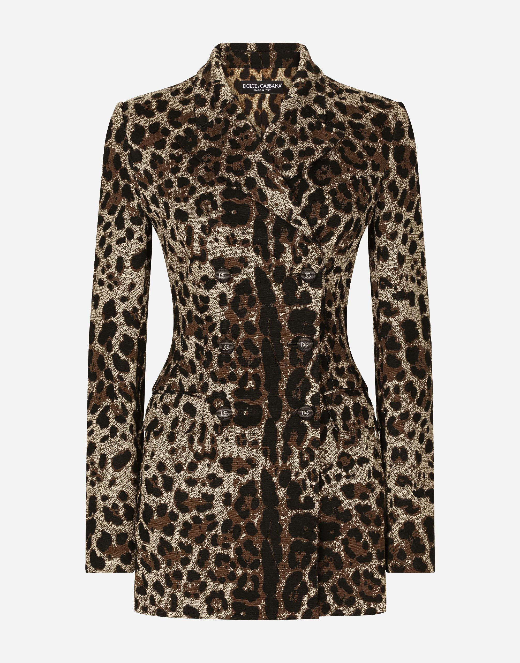 Leopard wool coat top