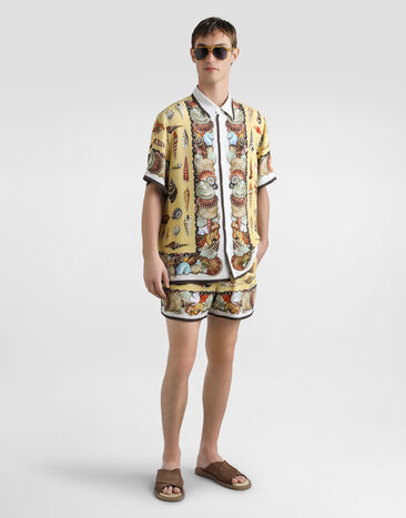 Dolce & Gabbana Bermudas de crepé marroquí con estampado de conchas Multicolor GP12OTHI1ZD