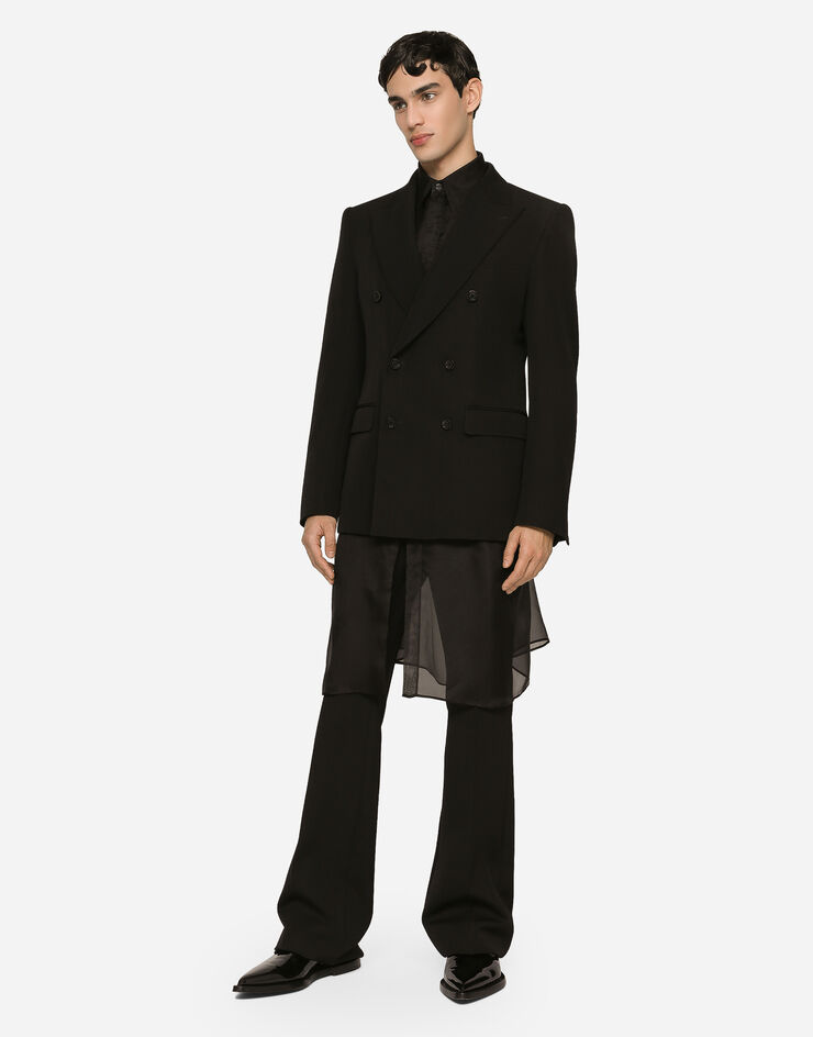 Dolce&Gabbana Double oversize shirt in silk satin and organza Black G5LG2TGH053