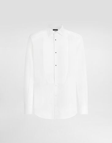Dolce & Gabbana Gold fit tuxedo shirt in cotton poplin White G5EN5TFU5U8