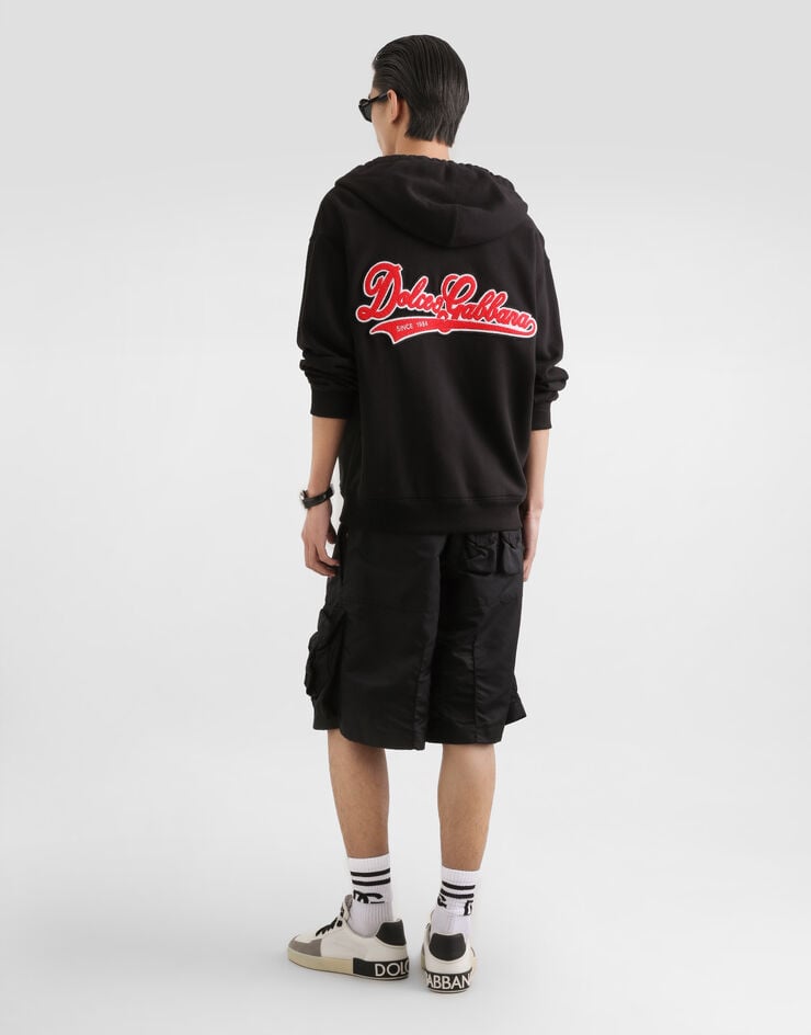 Dolce & Gabbana Brushed hooded sweatshirt Black G9AIYZHU7VX