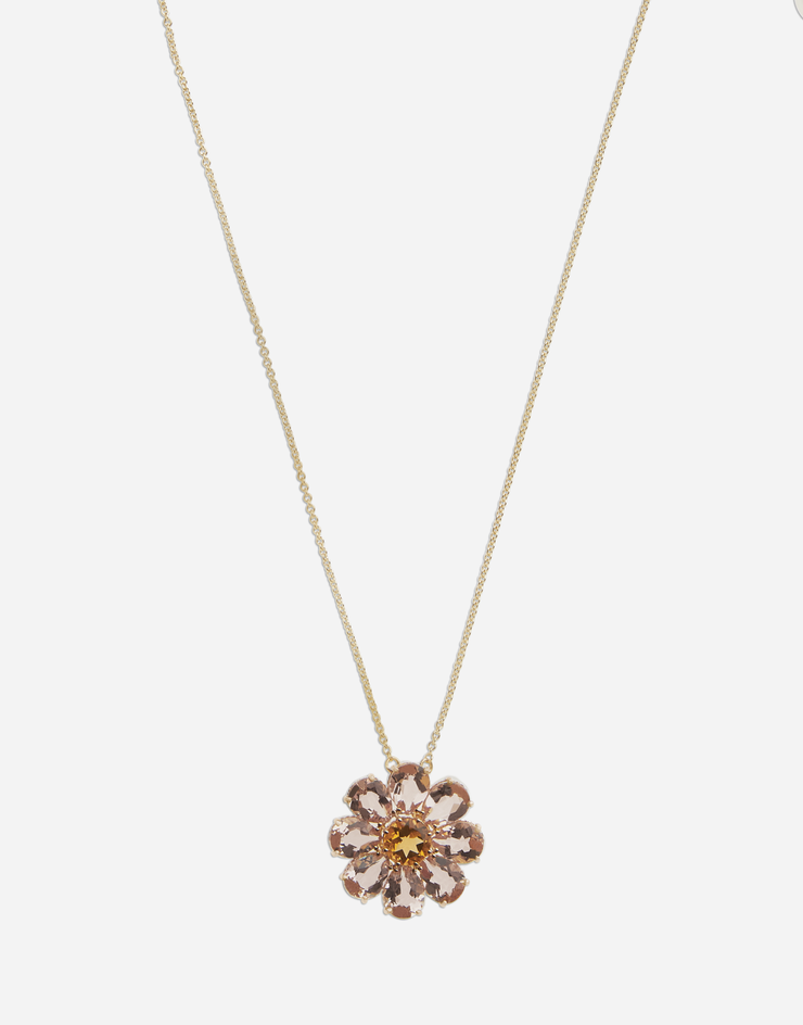 Dolce & Gabbana Necklace with red gold flower pendant Gold WAFI1GWMOR1