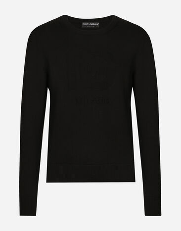 Dolce & Gabbana Pull ras de cou en laine à logo DG Noir GXX01TJCVYO