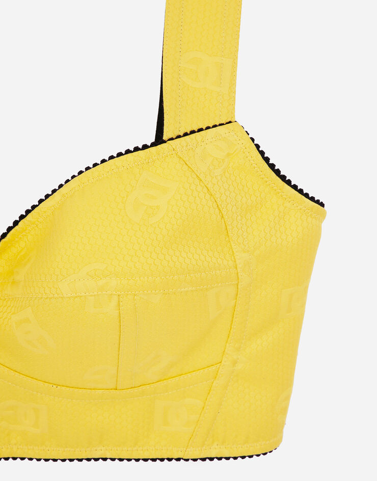 Dolce & Gabbana Jacquard corset top with all-over DG logo Yellow F7Y28THJMOW