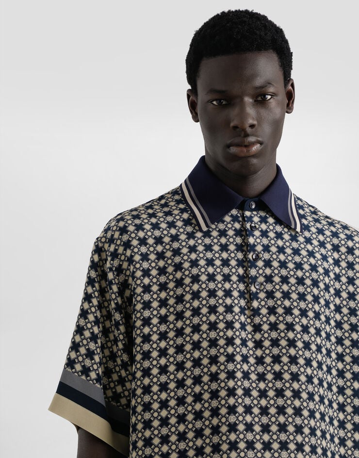 Dolce & Gabbana Printed marocain crêpe polo shirt Print G8RG4THI1ZY