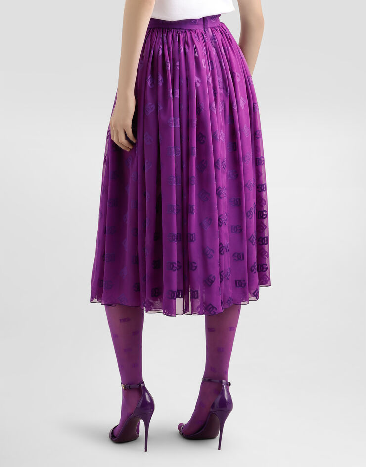 Dolce & Gabbana Devoré satin jacquard skirt Purple F4CJATFJTBR