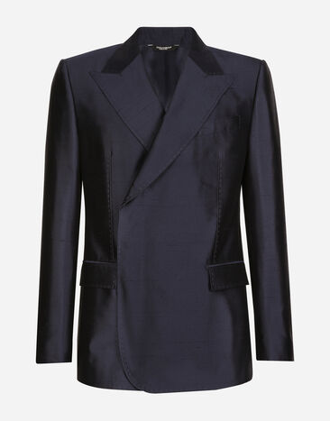 Dolce & Gabbana Veste croisée Sicilia en soie shantung Noir GKAHMTFUTBT