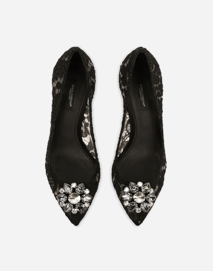 Dolce & Gabbana Zapato de salón rainbow de encaje con broche Negro CD0066AL198