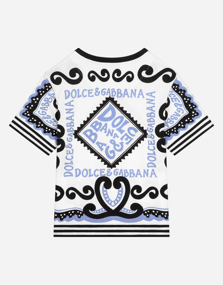 Dolce & Gabbana Marina-print jersey T-shirt Bleu Ciel L4JTBLG7L0B
