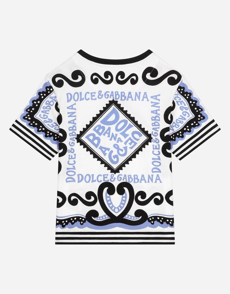 Dolce & Gabbana T-Shirt aus Jersey Print Marina Azurblau L4JTBLG7L0B