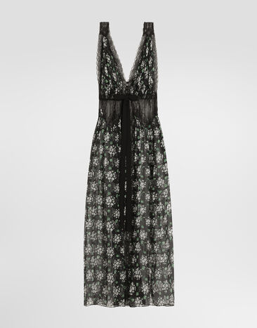 Dolce & Gabbana Geranium bouquets-print chiffon dressing gown Multicolor F623HTIS12P