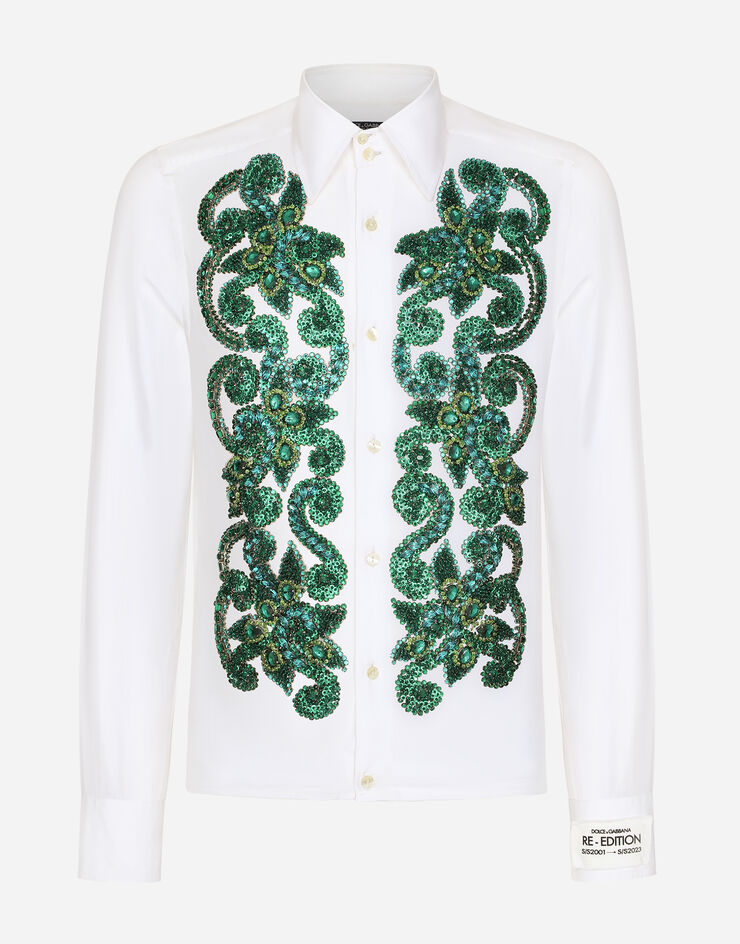 Dolce & Gabbana Cotton poplin shirt with embroidery White G5KO2ZFU5T9
