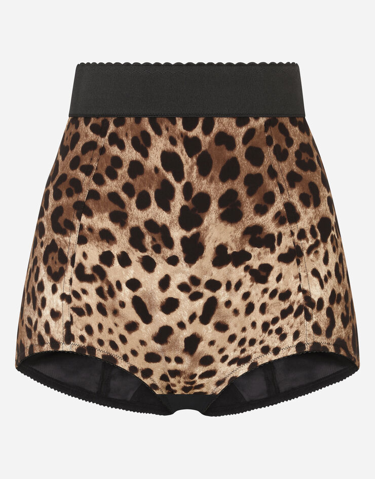 Dolce & Gabbana High-waisted charmeuse panties with leopard print Multicolor FTAG1TFSADD