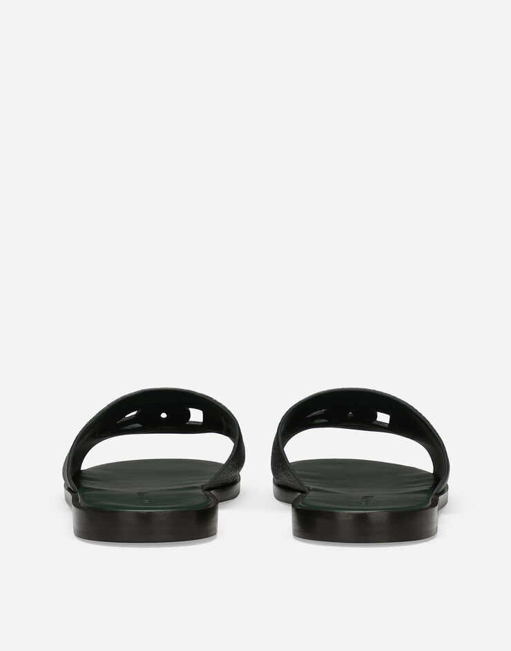 Dolce & Gabbana Deerskin sliders Green A80397A8034