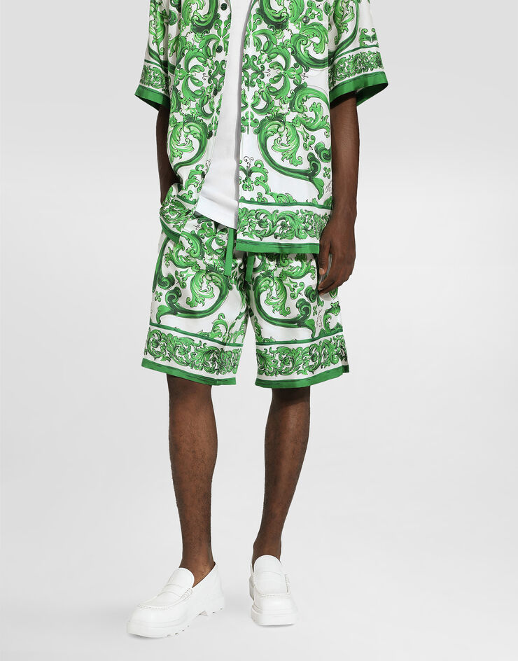 Dolce & Gabbana Bermuda jogging in seta stampa Maiolica Stampa GV37ATHI1S6