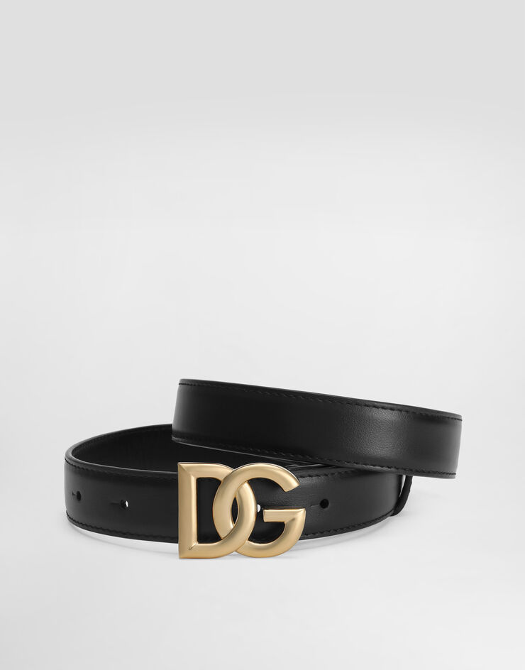 Dolce & Gabbana Calfskin belt with DG logo Black BE1447AW576