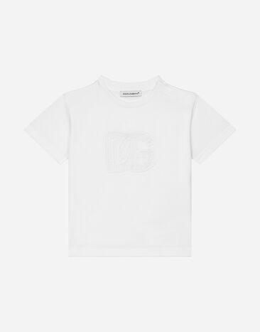 Dolce & Gabbana Jersey T-shirt with openwork DG logo Print L21N61FI5KS