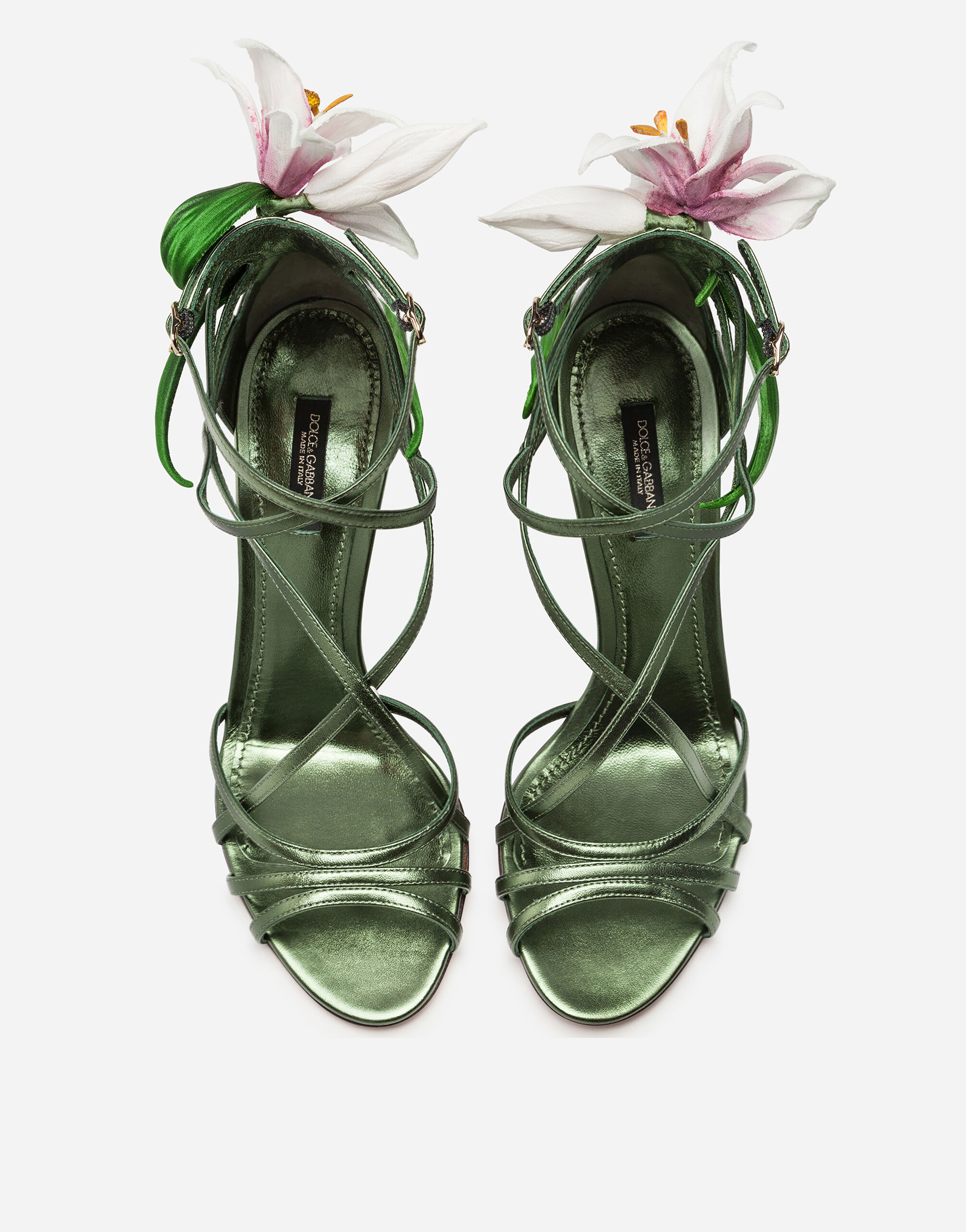 Mordore nappa sandals with lily embroidery