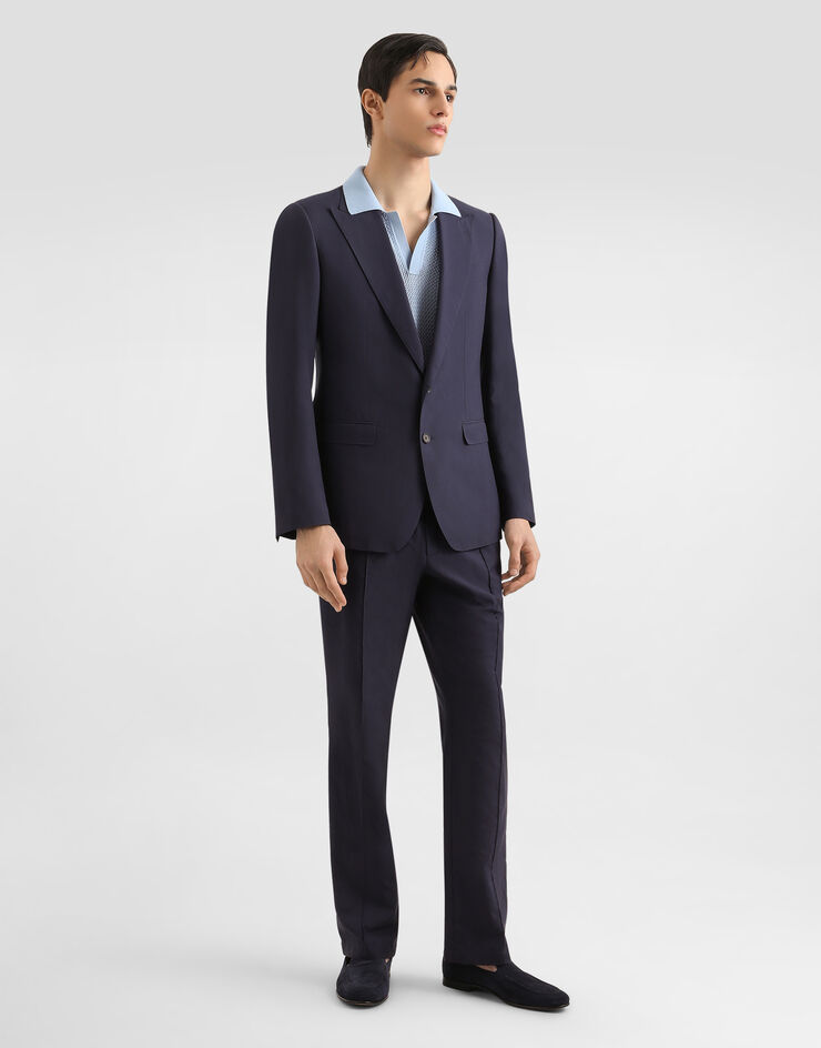 Dolce & Gabbana Micro-pattern cotton polo shirt Azure GXZ73ZJBCGW