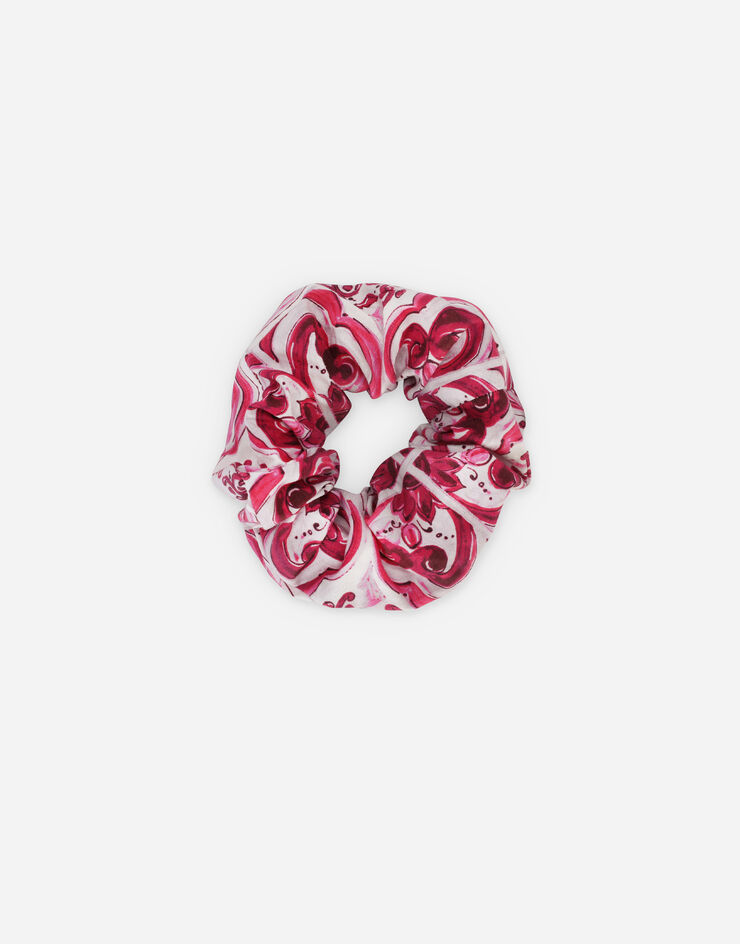 Dolce&Gabbana Scrunchie aus Popeline Majolika-Print Mehrfarbig LB7A12G7J8T