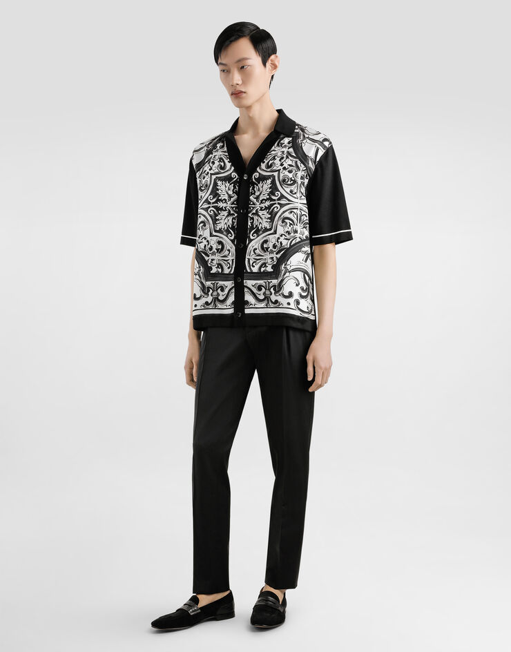 Dolce & Gabbana Camisa oversize con estampado de mayólica Multicolor GXVC0TJFMZG