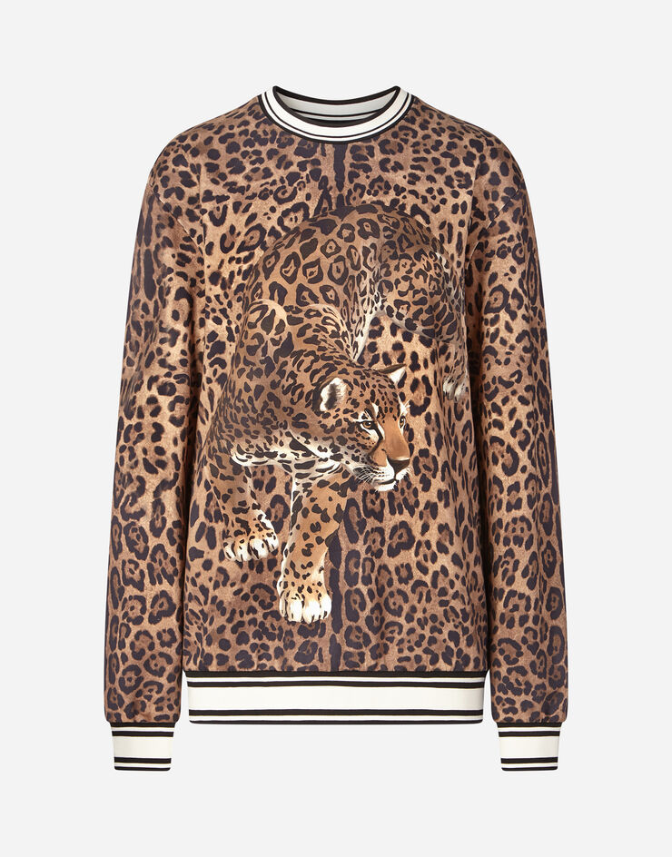 Dolce & Gabbana Round-neck jersey sweatshirt with leopard print MULTICOLORE F9F34THH78Z