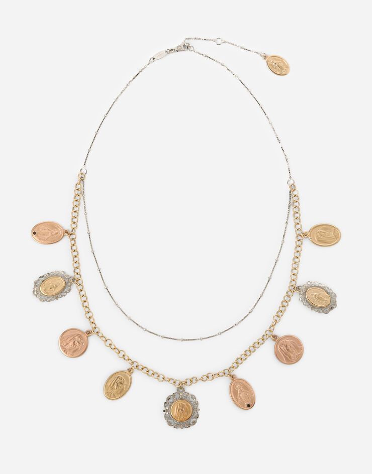 Dolce & Gabbana Ожерелье Sicily из желтого, красного и белого золота 18 карат с медальонами РАЗНОЦВЕТНЫЙ WNDS8GW0001