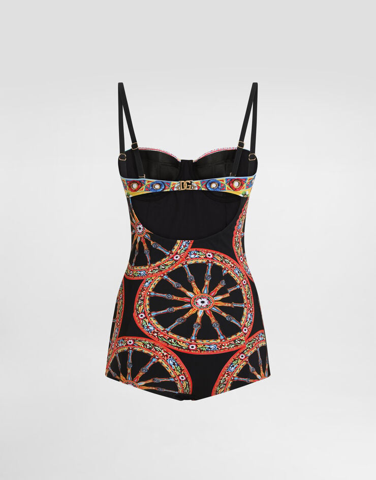 Dolce & Gabbana Badeanzug mit Balconette-Ausschnitt in Carretto-Print Dolce & Gabbana Badeanzug mit Balconette-Ausschnitt in Carretto-Print Multicolor O9A13JON0HE