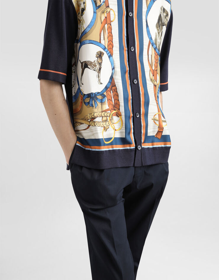 Dolce & Gabbana Camisa de seda y algodón con estampado Perros Imprima GXV90TJFMKO