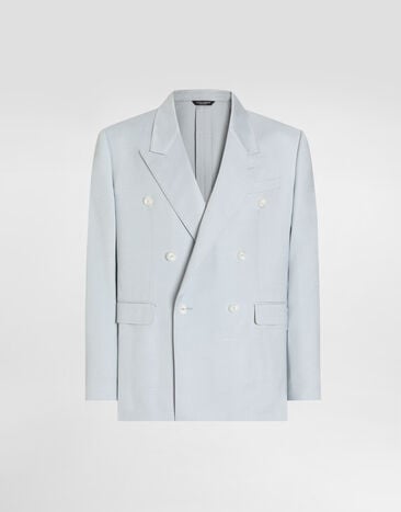 Dolce & Gabbana Shantung viscose double-breasted jacket Azure G2WJ2TFU9AW