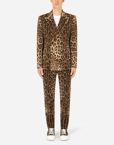 Dolce & Gabbana Double-breasted wool Sicilia-fit suit with leopard print Multicolor GKGOMTFSBAV