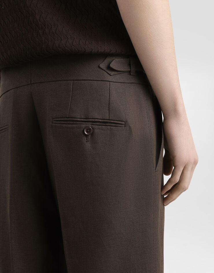 Dolce & Gabbana Classic linen trousers Brown GP110TFU4MC