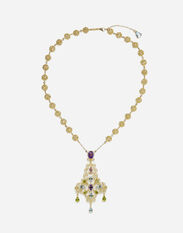 Dolce & Gabbana Pizzo necklace in yellow gold filigree with amethysts, aquamarines, peridots and morganite Gold WANR2GWMIXD