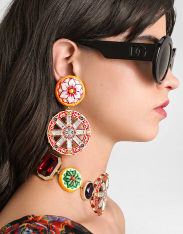 Dolce & Gabbana Clip-Ohrringe mit Carretto-Rad Multicolor WES6C6W1111
