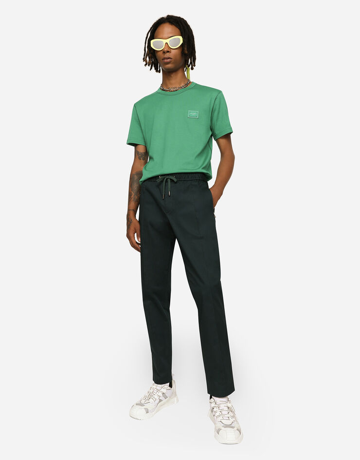 Dolce & Gabbana Stretch cotton jogging pants with plate VERT GYACETFUFIS