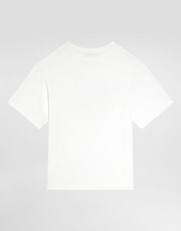 Dolce & Gabbana Jersey T-shirt with Dolce&Gabbana logo White L4JTHVG7OK2