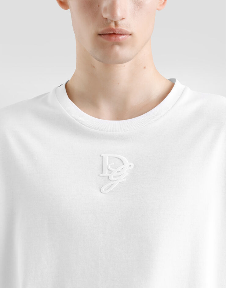 Dolce & Gabbana Camiseta de algodón con logotipo bordado Blanco G8PN9ZG7O4E