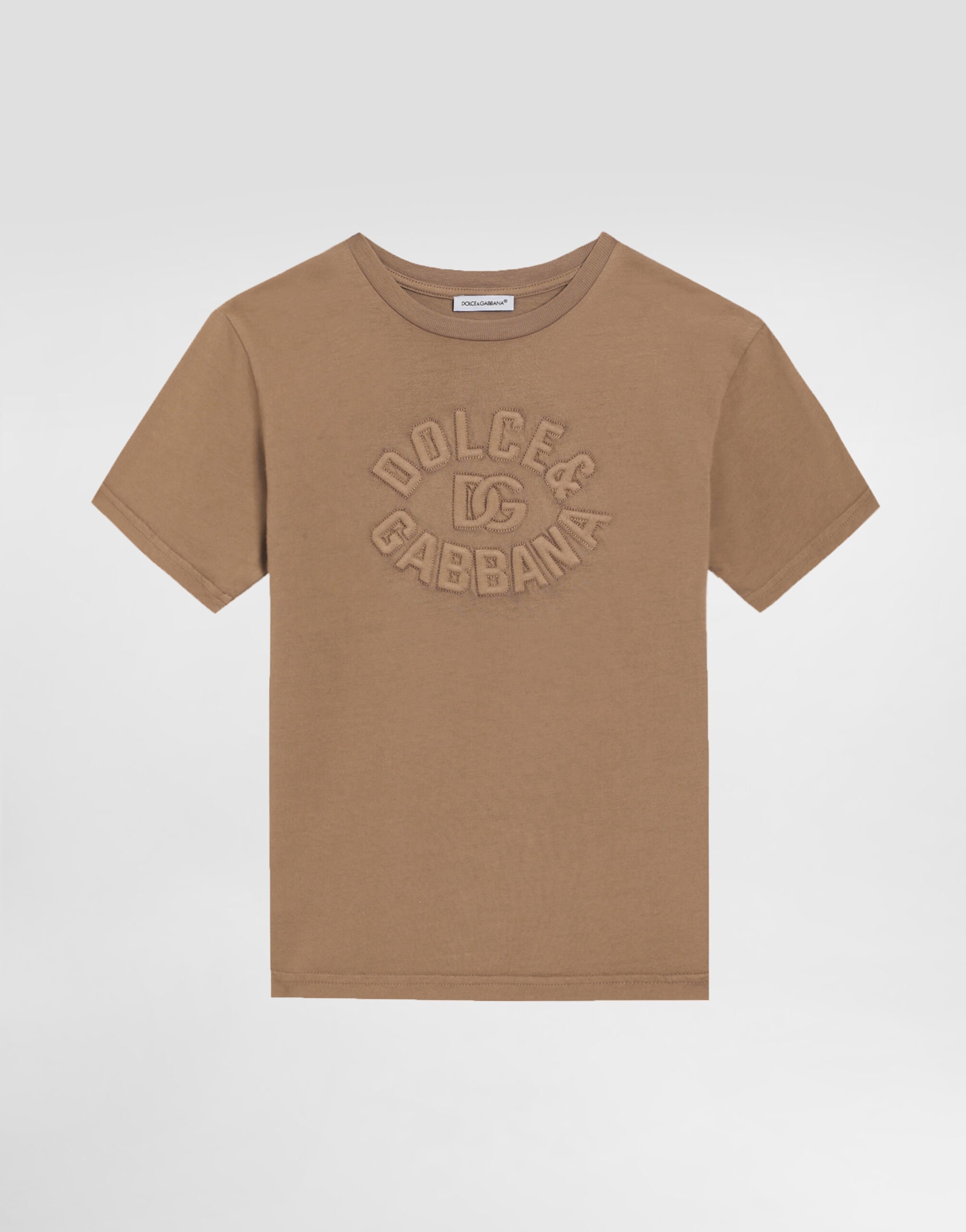Jersey T-shirt with Dolce&Gabbana logo in Brown for Boys