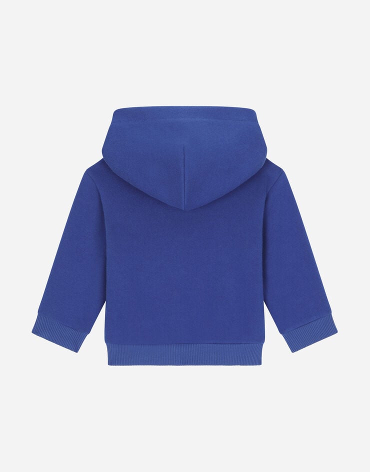 Dolce&Gabbana Zip-up hoodie with logo tag Blue L1JW2VG7I2P