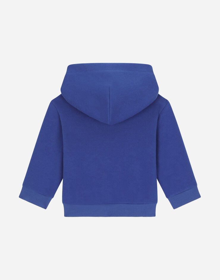 DolceGabbanaSpa Kapuzensweatjacke mit Reißverschluss und Logoplakette Blau L1JW2VG7I2P