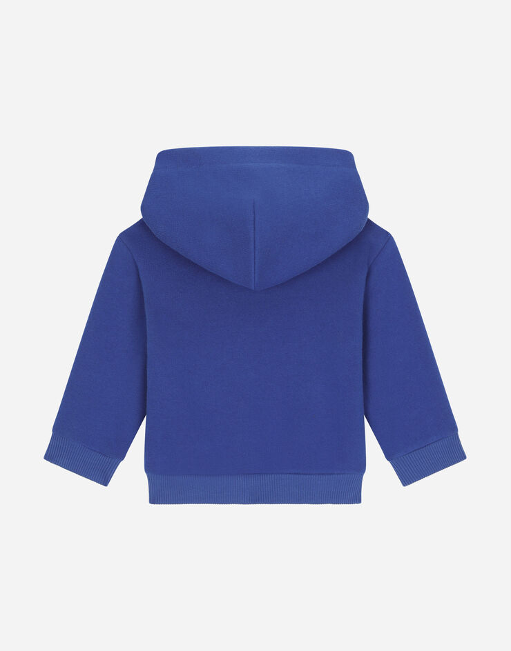 DolceGabbanaSpa Sweat-shirt zippé avec capuche et plaquette à logo Bleu L1JW2VG7I2P