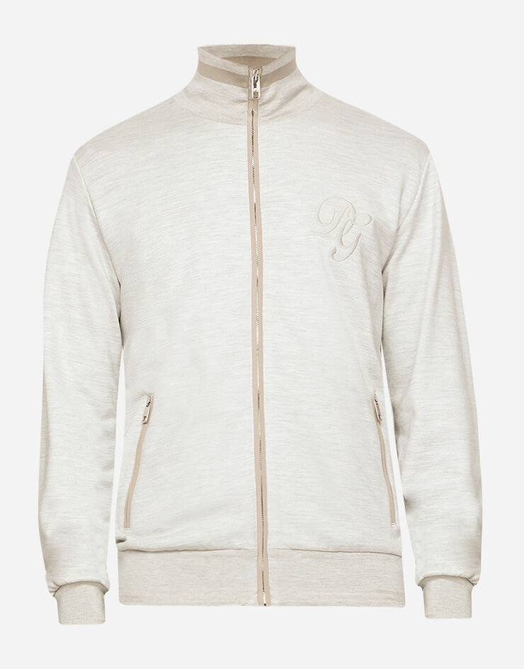 Dolce & Gabbana Zip-up cotton and silk sweater with embroidery GRIGIO G9RM3ZHU7EP