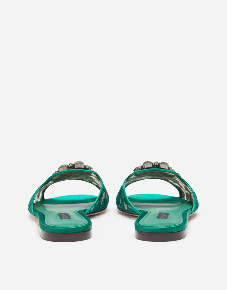Dolce & Gabbana Lace rainbow slides with brooch detailing Green CQ0023AL198