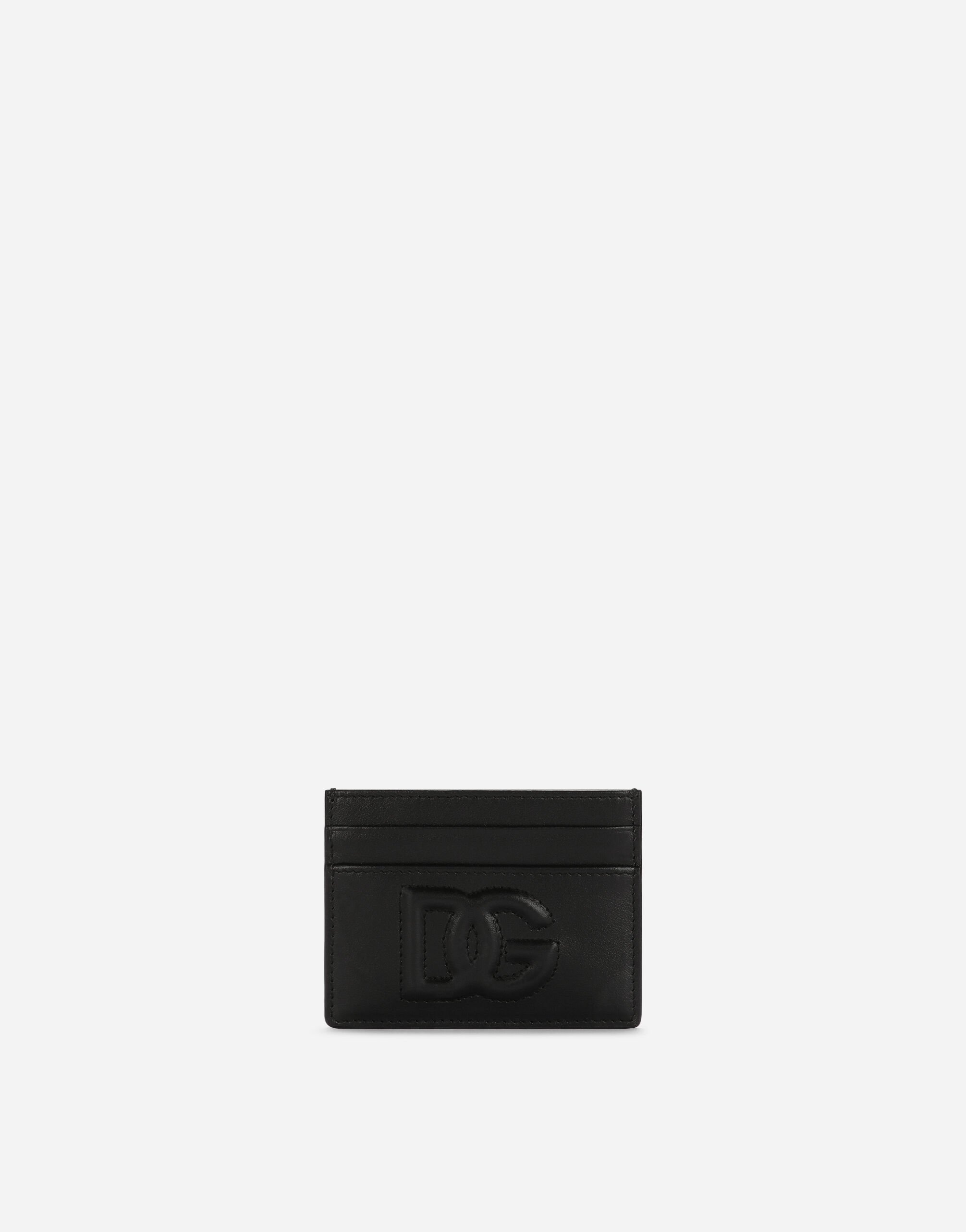 Dolce & Gabbana Kartenetui DG-Logo aus Kalbsleder Schwarz BI1261AW576