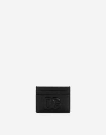 Dolce & Gabbana Kartenetui DG-Logo aus Kalbsleder Schwarz BI1261AW576