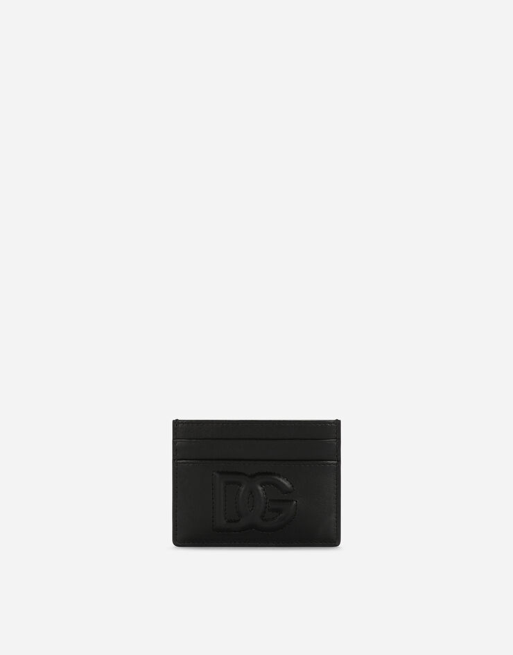 Dolce & Gabbana حافظة بطاقات بشعار DG من جلد عجل أسود BI0330AG081