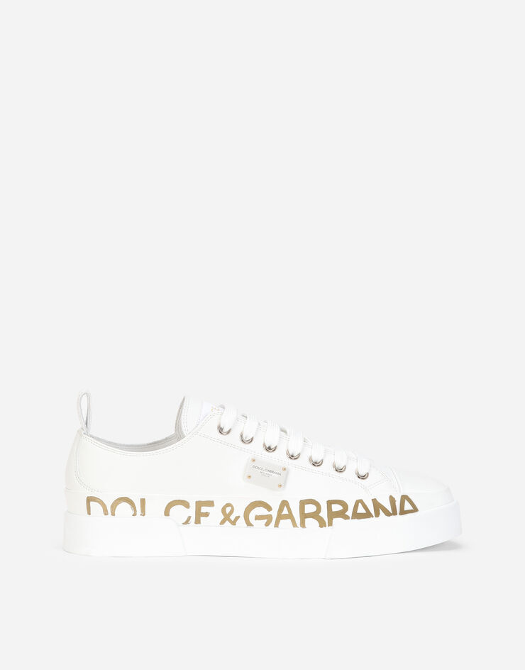 Dolce & Gabbana Calfskin Portofino light sneakers with logo-detailed plate and logo print White CK1886AO515