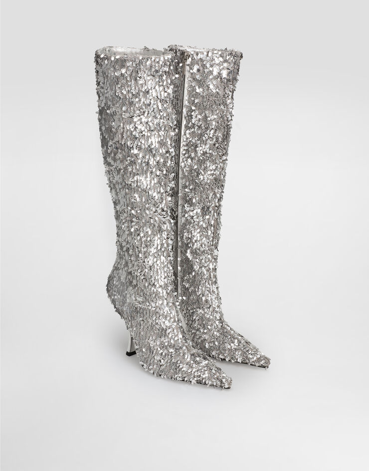 Dolce & Gabbana Drop sequin boots Silver CU1294AY641